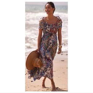 Anthropologie Smocked Gauze Criss-Cross Dress